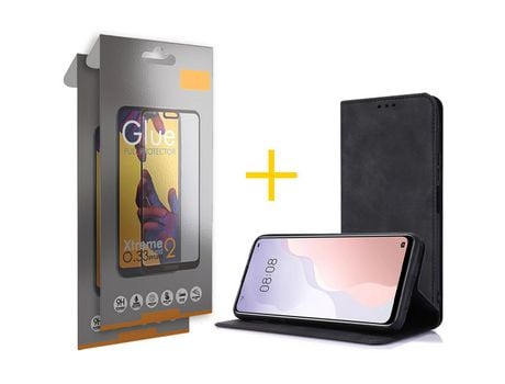 Pack 2 X Película de Vidrio Templado Full + Funda SKYHE por Apple iPhone 15 Flip Cover PRM Negro