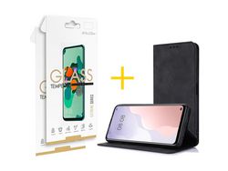 Pack 2 Películas 2.5D + Funda SKYHE para Samsung Galaxy M22 Flip Cover PRM Negro