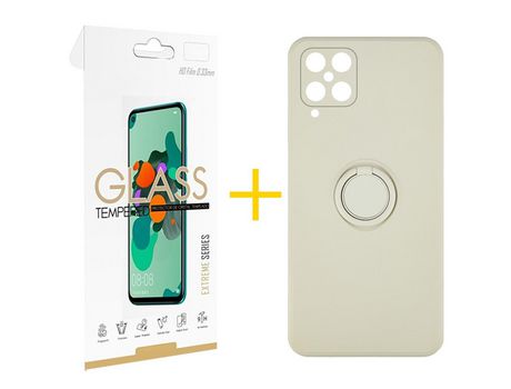 Pack 1 Película 2.5D + Funda SKYHE para Samsung Galaxy M12 Gel O-Ring Sand