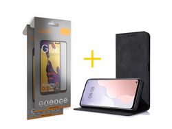Pack 2 X Protector de Vidrio Templado Full + Funda ACCETEL para Samsung Galaxy A52 5G Flip Cover PRM Negro