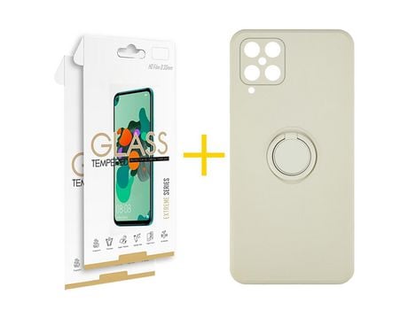 Pack 2 Películas 2.5D + Funda SKYHE para Samsung Galaxy A12 5G Gel O-Ring Sand