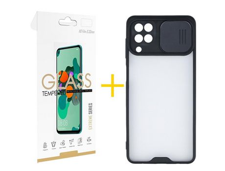 Pack 1 Película 2.5D + Funda SKYHE para Samsung Galaxy M12 Gel Protteción Cámara Negro
