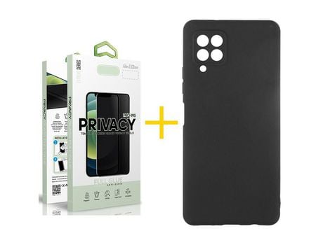 Pack 1 Película Antiespia + Funda SKYHE para Samsung Galaxy A12 5G Silicona Líquida Negro