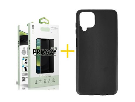 Pack 1 Película Antiespia + Funda SKYHE para Samsung Galaxy A42 5G Silicona Liso Negro