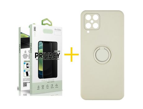Pack 1 Película Antiespia + Funda SKYHE para Samsung Galaxy M12 Gel O-Ring Sand