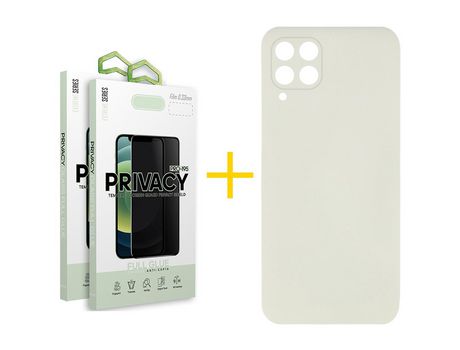 Pack 2 Películas Antiespia + Funda SKYHE para Samsung Galaxy M12 Silicona Líquida Arena