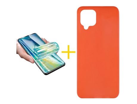 Pack 1 X Protector de Vidrio Templado Hidrogel + Funda ACCETEL para Samsung Galaxy A42 5G Silicona Liso Rojo