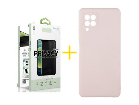 Pack 1 Película Antiespia + Funda SKYHE para Samsung Galaxy A12 5G Silicona Líquida Rosa