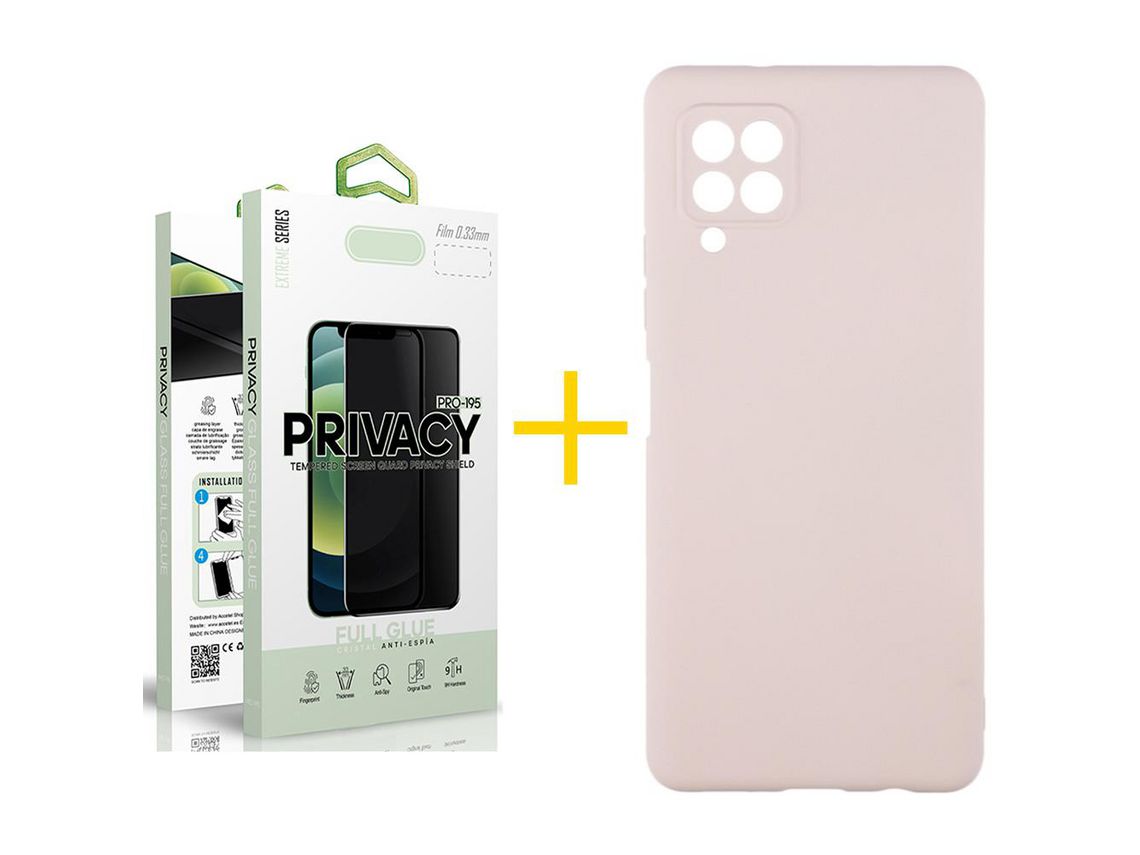 Pack 1 Película Antiespia + Funda SKYHE para Samsung Galaxy A12 5G Silicona Líquida Rosa