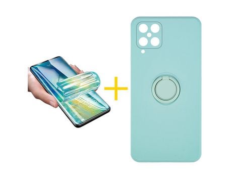 Pack 1 Película + Funda SKYHE para Samsung Galaxy A12 5G Gel O-Ring Verde-Auga