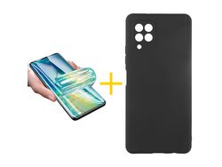 Pack 1 Película + Funda SKYHE para Samsung Galaxy A42 5G Silicona Líquida Negro