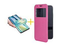 Pack 1 Película + Funda SKYHE para Samsung Galaxy S21 FE 5G Flip Cover Gandy Rosa
