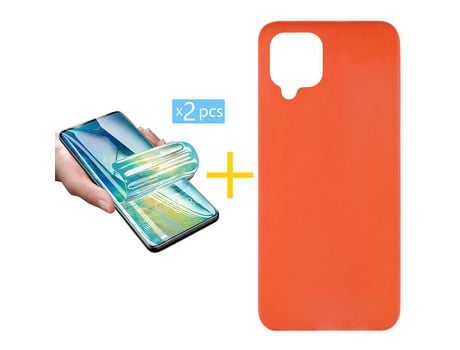 Pack 2 Películas + Funda SKYHE para Samsung Galaxy A12 5G Silicona Liso Rojo