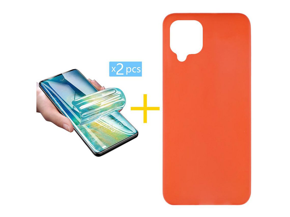 Pack 2 Películas + Funda SKYHE para Samsung Galaxy A22 4G Silicona Liso Rojo