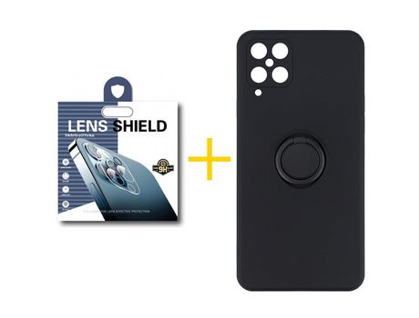 Pack 1 Película de Cámara trasera + Funda SKYHE para Samsung Galaxy M12 Gel O-Ring Negro