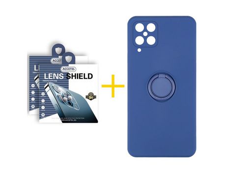 Pack 2 X Protector de Cámara trasera + Funda ACCETEL para Samsung Galaxy A42 5G Gel O-Ring Azul
