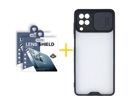 Pack 2 X Protector de Cámara trasera + Funda ACCETEL para Samsung Galaxy A12 5G Gel Protección Cámara Negro