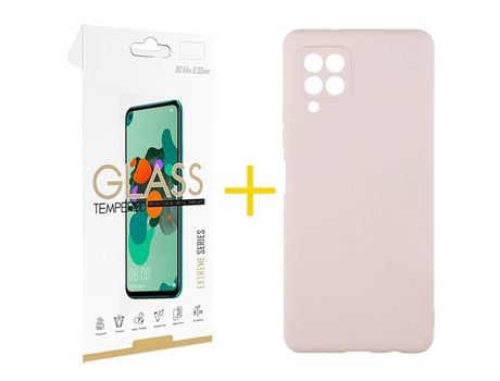 Pack 1 Película 2.5D + Funda SKYHE para Samsung Galaxy A12 4G Silicona Líquida Rosa