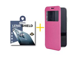 Pack 1 X Protector de Cámara trasera + Funda ACCETEL para Samsung Galaxy A12 4G Flip Cover Gandy Rosa
