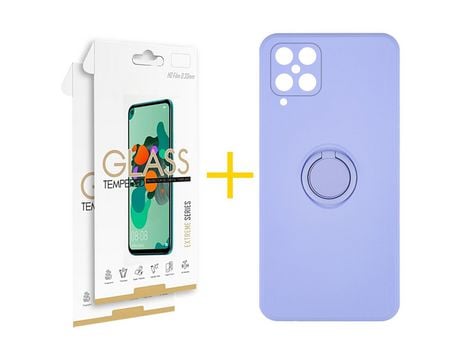 Pack 2 Películas 2.5D + Funda SKYHE para Samsung Galaxy A12 5G Gel O-Ring Morado