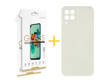 Pack 2 Películas 2.5D + Funda SKYHE para Samsung Galaxy A12 4G Silicona Líquida Arena