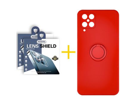 Pack 2 X Protector de Cámara trasera + Funda ACCETEL para Samsung Galaxy A22 4G Gel O-Ring Rojo
