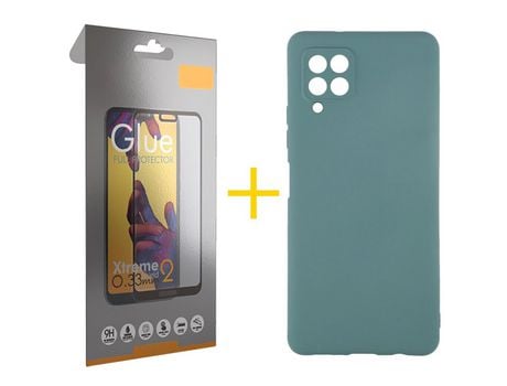 Pack 1 Película Full + Funda SKYHE para Samsung Galaxy A12 4G Silicona Líquida Verde