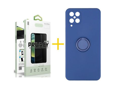 Pack 1 Película Antiespia + Funda SKYHE para Samsung Galaxy M12 Gel O-Ring Azul