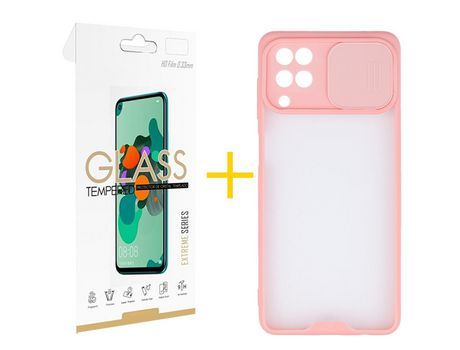 Pack 1 Película 2.5D + Funda SKYHE para Samsung Galaxy M22 Gel Protteción Cámara Rosa