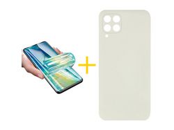 Pack 1 X Protector de Vidrio Templado Hidrogel + Funda ACCETEL para Samsung Galaxy A22 4G Silicona Líquida Arena