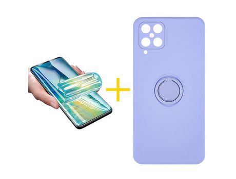 Pack 1 Película + Funda SKYHE para Samsung Galaxy M22 Gel O-Ring Morado