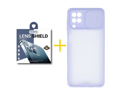 Pack 1 X Protector de Cámara trasera + Funda ACCETEL para Samsung Galaxy M12 Gel Protección Cámara Violeta