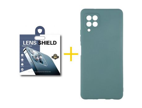Pack 1 Película de Cámara trasera + Funda SKYHE para Samsung Galaxy A42 5G Silicona Líquida Verde