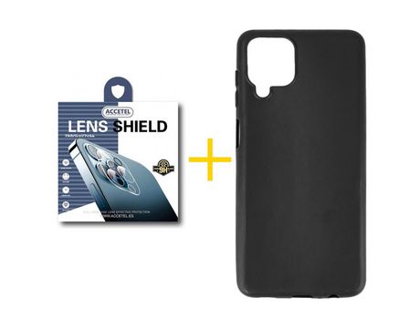 Pack 1 X Protector de Cámara trasera + Funda ACCETEL para Samsung Galaxy A42 5G Silicona Liso Negro