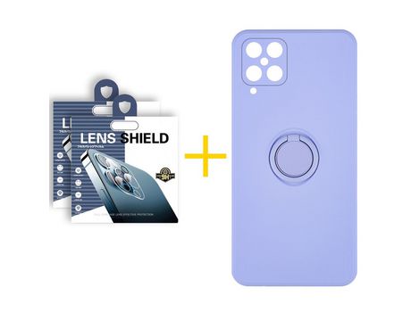 Pack 2 Películas de Cámara trasera + Funda SKYHE para Samsung Galaxy M12 Gel O-Ring Morado