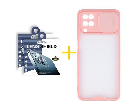 Pack 2 X Protector de Cámara trasera + Funda ACCETEL para Samsung Galaxy A12 5G Gel Protección Cámara Rosa