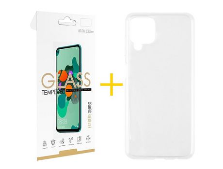 Pack 1 Película 2.5D + Funda SKYHE para Samsung Galaxy M22 Silicona Liso Incoloro Clear