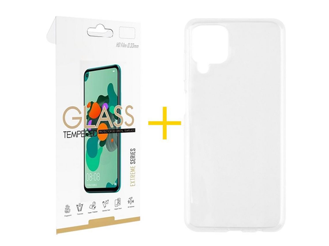 Pack 1 Película 2.5D + Funda SKYHE para Samsung Galaxy A12 5G Silicona Liso Incoloro Clear