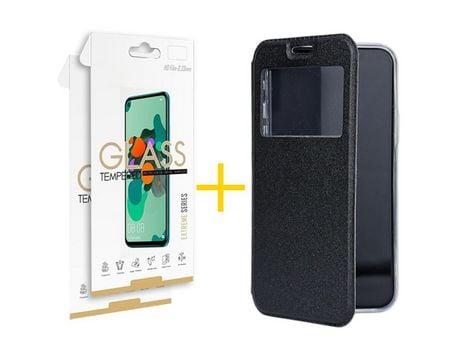 Pack 2 Películas 2.5D + Funda SKYHE por Samsung Galaxy A33 5G Flip Cover Gandy Negro