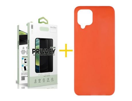 Pack 1 Película Antiespia + Funda SKYHE para Samsung Galaxy M12 Silicona Liso Rojo