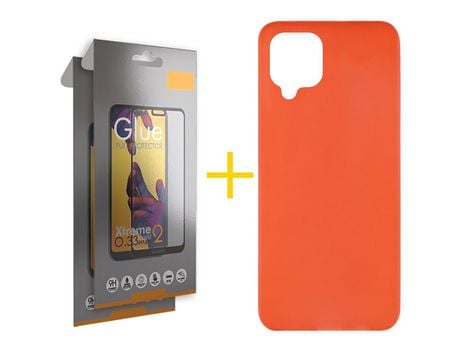 Pack 2 Películas Full + Funda SKYHE para Samsung Galaxy M22 Silicona Liso Rojo