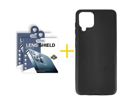 Pack 2 X Protector de Cámara trasera + Funda ACCETEL para Samsung Galaxy A42 5G Silicona Liso Negro