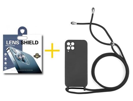 Pack 1 Película de Cámara trasera + Funda SKYHE para Samsung Galaxy M12 Gel con Cordón Negro