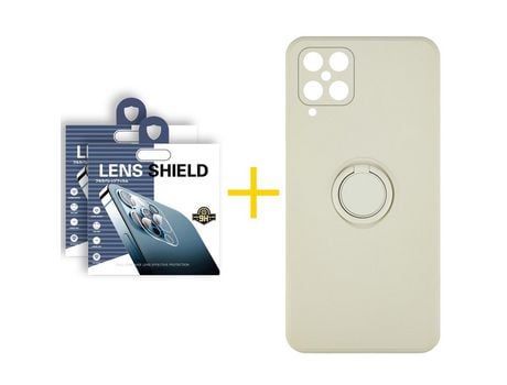 Pack 2 Películas de Cámara trasera + Funda SKYHE para Samsung Galaxy M12 Gel O-Ring Sand