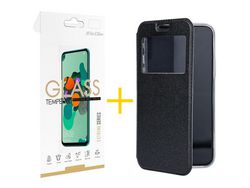 Pack 1 Película 2.5D + Funda SKYHE por Samsung Galaxy M52 5G Flip Cover Gandy Negro