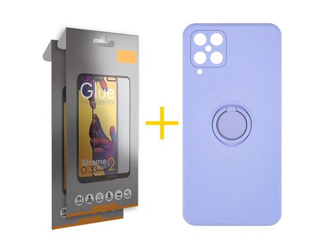 Pack 2 Películas Full + Funda SKYHE para Samsung Galaxy A12 5G Gel O-Ring Morado