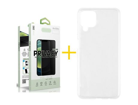 Pack 1 Película Antiespia + Funda SKYHE para Samsung Galaxy A42 5G Silicona Liso Incoloro Escarchado
