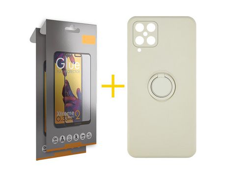 Pack 2 Películas Full + Funda SKYHE para Samsung Galaxy A12 4G Gel O-Ring Sand