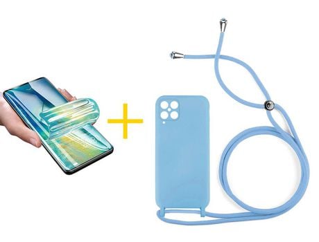 Pack 1 Película + Funda SKYHE para Samsung Galaxy M12 Gel con Cordón Azul