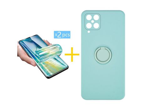 Pack 2 Películas + Funda SKYHE para Samsung Galaxy M12 Gel O-Ring Verde-Auga